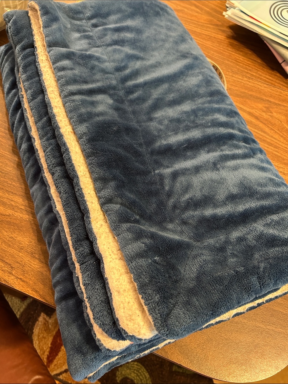 Plush Reversible Blue Sherpa Throw Blanket - Cozy Home Bedding